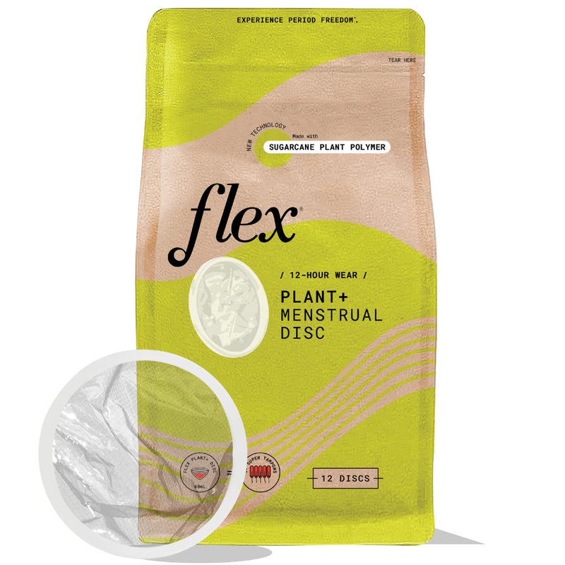 Flex Plant Plus Disc | Plant-Based Disposable Period Discs | Tampon and Cup Alternative | Capacity of 5 Super Tampons | Menstrual Disc Made with Sustainable Medical-Grade Plant Polymers | 12 Count - Image 1